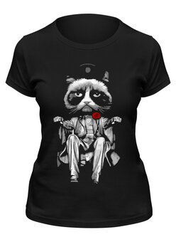 Заказать женскую футболку в Москве. Футболка классическая Сердитый Котик (Grumpy Cat) от coolmag - готовые дизайны и нанесение принтов.