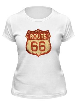 Заказать женскую футболку в Москве. Футболка классическая Route 66 от Анна Андреева - готовые дизайны и нанесение принтов.