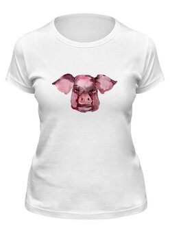 Заказать женскую футболку в Москве. Футболка классическая свинья от THE_NISE  - готовые дизайны и нанесение принтов.