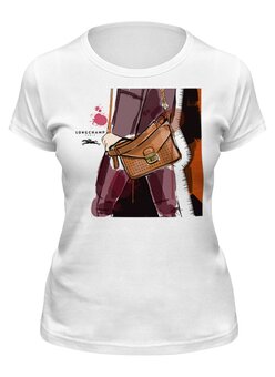 Заказать женскую футболку в Москве. Футболка классическая Девушка с сумкой от Olga Tikhonova - готовые дизайны и нанесение принтов.