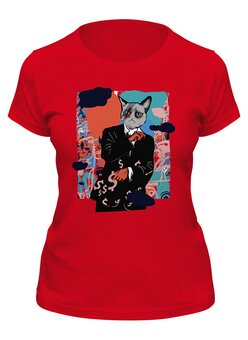 Заказать женскую футболку в Москве. Футболка классическая Городской котик от Print design  - готовые дизайны и нанесение принтов.