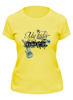 Заказать женскую футболку в Москве. Футболка классическая My kids Rock от T-shirt print  - готовые дизайны и нанесение принтов.