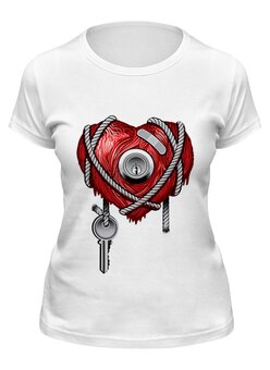 Заказать женскую футболку в Москве. Футболка классическая Сердце с ключом  от ПРИНТЫ ПЕЧАТЬ  - готовые дизайны и нанесение принтов.