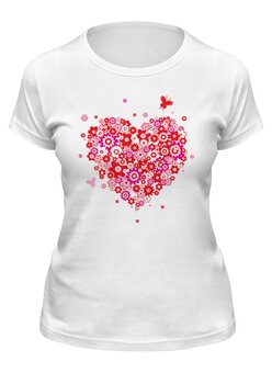 Заказать женскую футболку в Москве. Футболка классическая Цветочное сердце от BeliySlon - готовые дизайны и нанесение принтов.