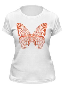 Заказать женскую футболку в Москве. Футболка классическая Бабочка "Монарх" от BeliySlon - готовые дизайны и нанесение принтов.