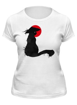 Заказать женскую футболку в Москве. Футболка классическая Japan Cat от oneredfoxstore@gmail.com - готовые дизайны и нанесение принтов.