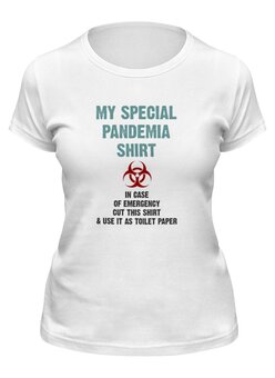 Заказать женскую футболку в Москве. Футболка классическая Pandemia Shirt от Рустам Юсупов - готовые дизайны и нанесение принтов.