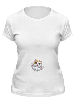 Заказать женскую футболку в Москве. Футболка классическая Котик от Hop Shop - готовые дизайны и нанесение принтов.