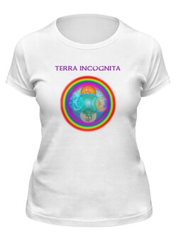 Заказать женскую футболку в Москве. Футболка классическая Terra Incognita. от tanyazet - готовые дизайны и нанесение принтов.