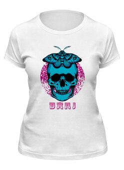 Заказать женскую футболку в Москве. Футболка классическая skull moth от Даниил Шаповалов - готовые дизайны и нанесение принтов.