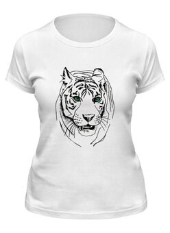 Заказать женскую футболку в Москве. Футболка классическая зверье тигр от сергей дудников - готовые дизайны и нанесение принтов.