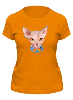 Заказать женскую футболку в Москве. Футболка классическая Египетский котик от Print design  - готовые дизайны и нанесение принтов.