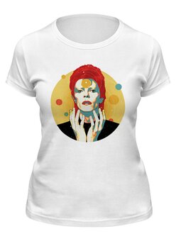 Заказать женскую футболку в Москве. Футболка классическая David Bowie  от cherdantcev - готовые дизайны и нанесение принтов.