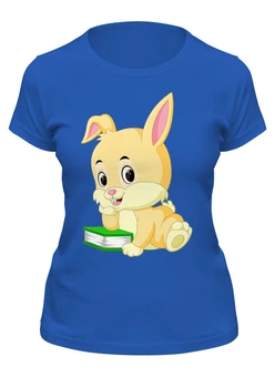 Заказать женскую футболку в Москве. Футболка классическая Кролик с книгой от skynatural - готовые дизайны и нанесение принтов.
