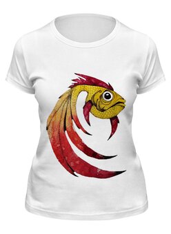 Заказать женскую футболку в Москве. Футболка классическая Золотая рыбка от Мария Наумова - готовые дизайны и нанесение принтов.