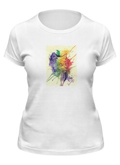 Заказать женскую футболку в Москве. Футболка классическая Котик от Picasso - готовые дизайны и нанесение принтов.