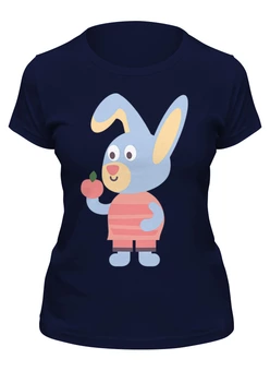 Заказать женскую футболку в Москве. Футболка классическая Кролик с яблоком от skynatural - готовые дизайны и нанесение принтов.
