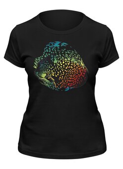 Заказать женскую футболку в Москве. Футболка классическая Радужный леопард от Zorgo-Art  - готовые дизайны и нанесение принтов.