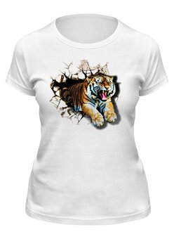Заказать женскую футболку в Москве. Футболка классическая Тигр    от T-shirt print  - готовые дизайны и нанесение принтов.