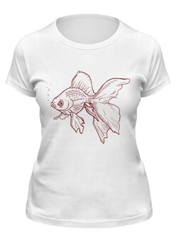Заказать женскую футболку в Москве. Футболка классическая Золотая рыбка от BeliySlon - готовые дизайны и нанесение принтов.