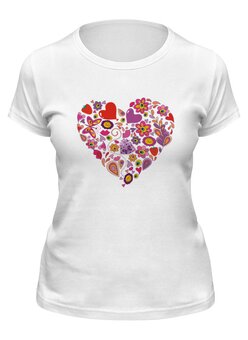 Заказать женскую футболку в Москве. Футболка классическая hearts от olisa - готовые дизайны и нанесение принтов.