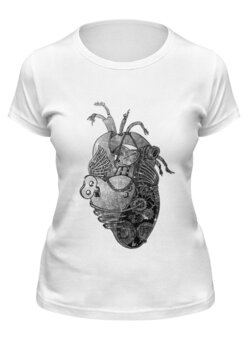 Заказать женскую футболку в Москве. Футболка классическая Стимпанк сердце от postboxls@mail.ru - готовые дизайны и нанесение принтов.