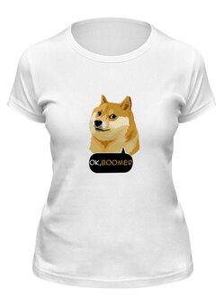 Заказать женскую футболку в Москве. Футболка классическая Ok Boomer от DESIGNER   - готовые дизайны и нанесение принтов.