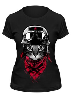 Заказать женскую футболку в Москве. Футболка классическая Military cat от Vasilixa - готовые дизайны и нанесение принтов.