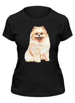 Заказать женскую футболку в Москве. Футболка классическая Dog Pomeranian от T-shirt print  - готовые дизайны и нанесение принтов.