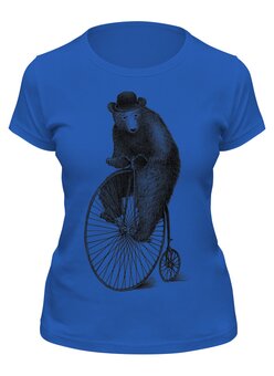 Заказать женскую футболку в Москве. Футболка классическая Медведь на велосипеде от printik - готовые дизайны и нанесение принтов.