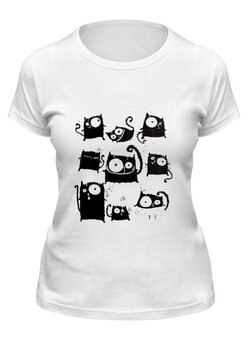 Заказать женскую футболку в Москве. Футболка классическая Кошки 5 от Виктор Гришин - готовые дизайны и нанесение принтов.