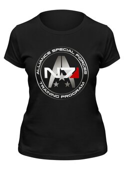 Заказать женскую футболку в Москве. Футболка классическая Mass Effect от geekbox - готовые дизайны и нанесение принтов.