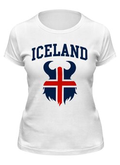 Заказать женскую футболку в Москве. Футболка классическая Сборная Исландии от geekbox - готовые дизайны и нанесение принтов.