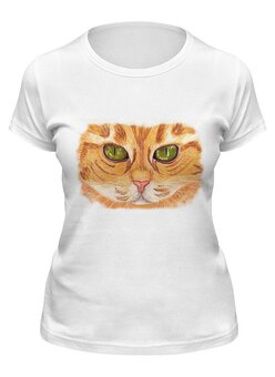 Заказать женскую футболку в Москве. Футболка классическая рыжий кот от viviam@inbox.ru - готовые дизайны и нанесение принтов.