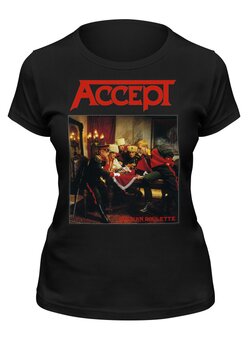 Заказать женскую футболку в Москве. Футболка классическая Accept band от Leichenwagen - готовые дизайны и нанесение принтов.