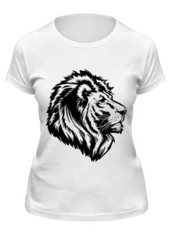 Заказать женскую футболку в Москве. Футболка классическая proud lion  от Alex Skorobogatov - готовые дизайны и нанесение принтов.
