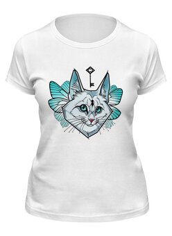 Заказать женскую футболку в Москве. Футболка классическая Fairy cat от Анастасия Авина - готовые дизайны и нанесение принтов.