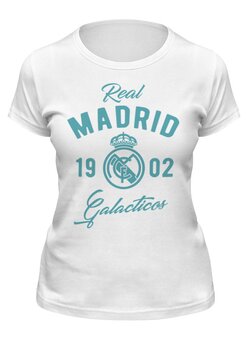 Заказать женскую футболку в Москве. Футболка классическая Реал Мадрид от geekbox - готовые дизайны и нанесение принтов.