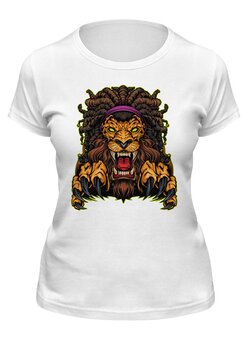 Заказать женскую футболку в Москве. Футболка классическая ✱ Lion With Dreadlocks ✱ от balden - готовые дизайны и нанесение принтов.
