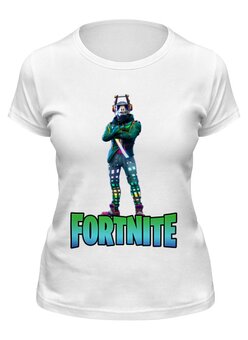Заказать женскую футболку в Москве. Футболка классическая Fortnite от  PRO_DESIGN - готовые дизайны и нанесение принтов.