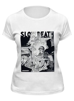 Заказать женскую футболку в Москве. Футболка классическая SLOW DEATH T-shirt от BigBrother - готовые дизайны и нанесение принтов.