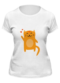 Заказать женскую футболку в Москве. Футболка классическая Милый рыжий котик от Starry  - готовые дизайны и нанесение принтов.