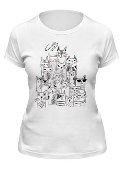 Заказать женскую футболку в Москве. Футболка классическая Кошечки от T-shirt print  - готовые дизайны и нанесение принтов.
