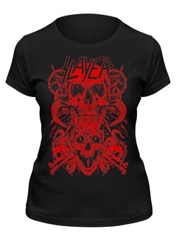 Заказать женскую футболку в Москве. Футболка классическая Slayer band от Leichenwagen - готовые дизайны и нанесение принтов.