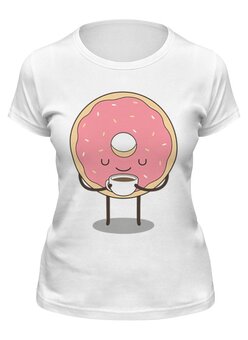 Заказать женскую футболку в Москве. Футболка классическая Пончик от nadegda - готовые дизайны и нанесение принтов.
