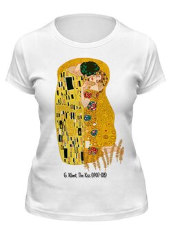 Заказать женскую футболку в Москве. Футболка классическая ◈Густав Климт, Поцелуй◈ от balden - готовые дизайны и нанесение принтов.