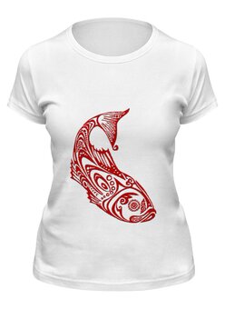 Заказать женскую футболку в Москве. Футболка классическая рыба стилизованная от alik6464@mail.ru - готовые дизайны и нанесение принтов.