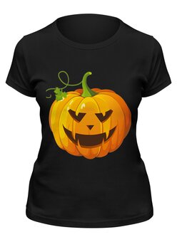Заказать женскую футболку в Москве. Футболка классическая Хеллоуин- тыква от queen  - готовые дизайны и нанесение принтов.