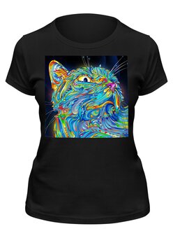 Заказать женскую футболку в Москве. Футболка классическая Красочный кот от Елена  - готовые дизайны и нанесение принтов.
