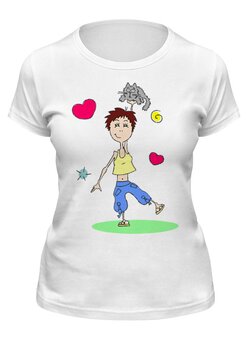 Заказать женскую футболку в Москве. Футболка классическая Кошечка от aniramasatosi@gmail.com - готовые дизайны и нанесение принтов.